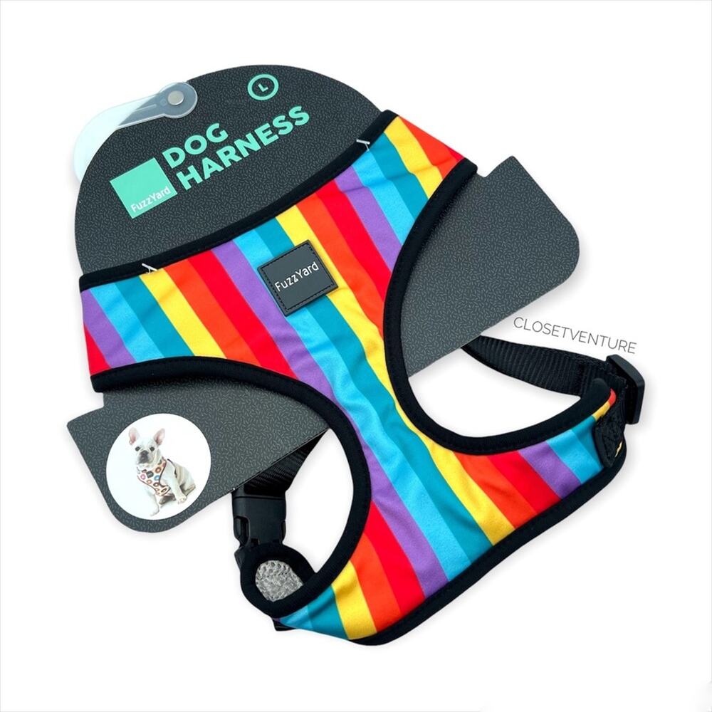 Fuzz Yard Rainbow Striped Print Dog Harness Dog’s Size Large